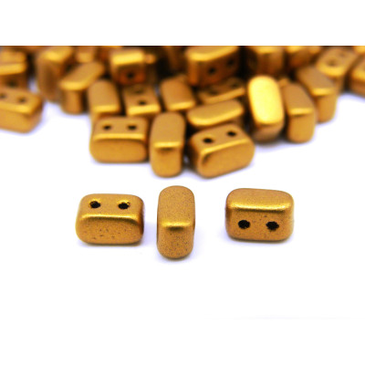 Ios par Puca® - Bronze Gold Mat - 10g (Approx. 85 beads) - Brick-Shaped 2-hole Czech Beads (5.5x2.5mm)