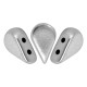 Amos par Puca® Tear Drop-Shaped 2-hole Czech Glass Beads - 5.5 x 2.5mm - Silver Aluminium Mat - 10 g (~53 beads)