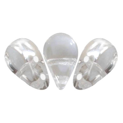 Amos par Puca® Tear Drop-Shaped 2-hole Czech Glass Beads - 5.5 x 2.5mm - Crystal - 10 g (~53 beads)