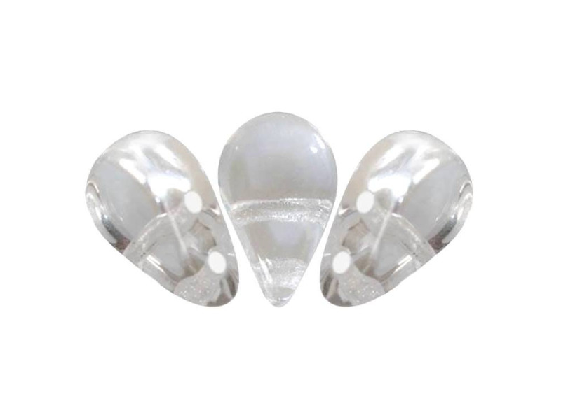 Amos par Puca® Tear Drop-Shaped 2-hole Czech Glass Beads - 5.5 x 2.5mm - Crystal - 10 g (~53 beads)