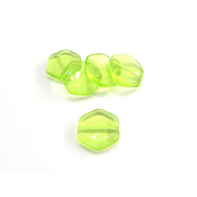 Hexagone® par Puca® - Peridot - 10 beads - Large Vintage Look Hexagon 1-hole Czech Beads (15 mm x 3 mm)