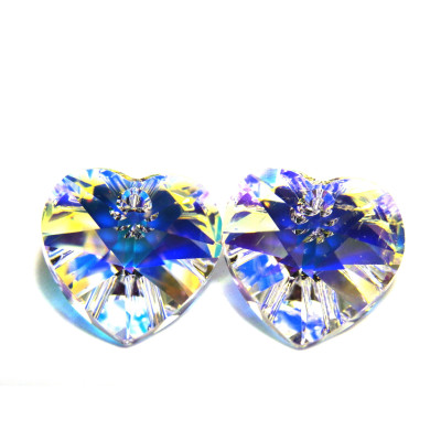 14 mm Swarovski® Heart Pendant (6228/6202) - Genuine Austrian Crystal - Crystal AB (2 Pc.)