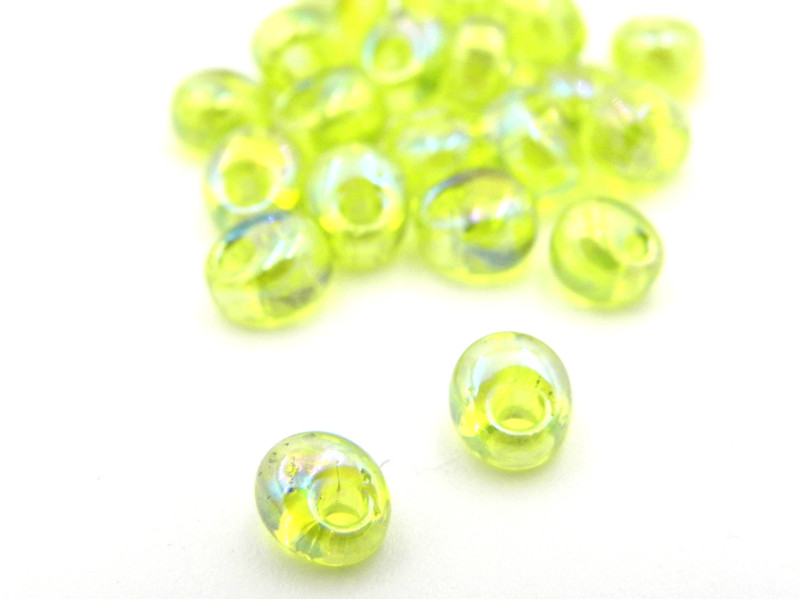 10 g (approx 115 pc.) Miyuki Magatama Beads (7x4 mm) - Transparent Green Rainbow Luster - MA258