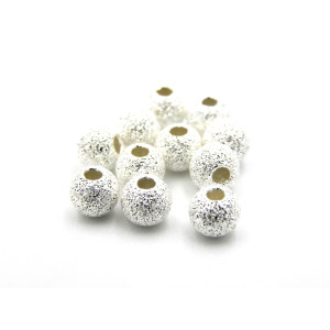 4 mm Small Round Sterling Silver 925 Stardust Bead...