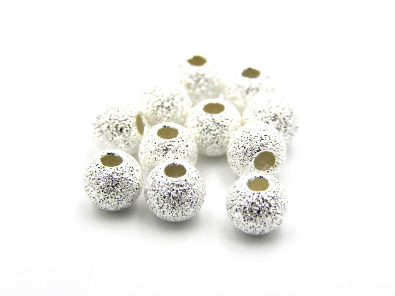 4 mm kleine runde Sterlingsilber-Perlen mit sandgestrahlter Oberfläche (5 Stk.)