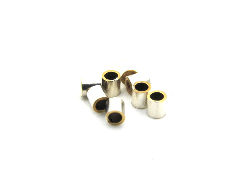2 mm x 2 mm HQ Large Brass Crimp Tubes - SILVER FILLED (10 or 100 Pc.)