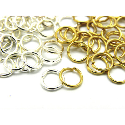 7 mm x 0,8 mm - 20 GA - große versilberte oder vergoldete Biegeringe (100 Stk.)