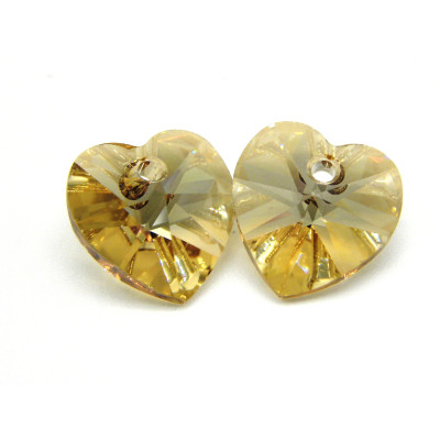 10 mm Swarovski® Heart Pendant (6228/6202) - Genuine Austrian Crystal - Crystal Golden Shadow (2 Pc.)