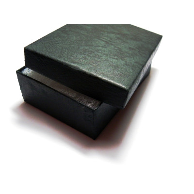 8.9x6.1x2.8cm (3.5x2.4x1.1 inch) Medium Deep Grey/Black Cardboard Jewellery Gift Box - Plain with Leather Motif (1 pc)
