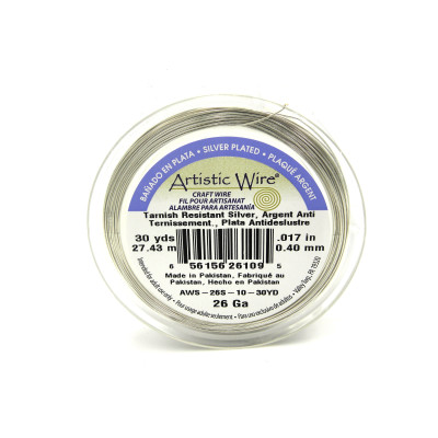 0,4 mm x 27,4 m - 26 GA - Artistic Wire Versilberter Schmuckdraht 0,4mm x 27,0 m
