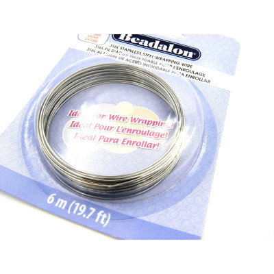 0.8 mm - 20 GA - Beadalon Stainless Steel 316L Round Craft/Jewellery Wrapping Wire 6m (19.7 ft) 0.8 mm - 20 GA - Beadalon Stainless Steel 316L Round Craft/Jewellery Wrapping Wire 6m (19.7 ft)