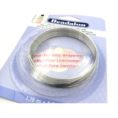 1.3 mm - 16 GA - Beadalon Stainless Steel 316L Round Extra Thick Craft/Jewellery Wrapping Wire 1.75m (5.74 ft) 1.3 mm - 16 GA - Beadalon Stainless Steel 316L Round Extra Thick Craft/Jewellery Wrapping Wire 1.75m (5.74 ft)