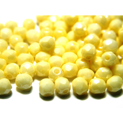 4 mm Round Faceted Fire-polished Czech Glass Beads - Ivory