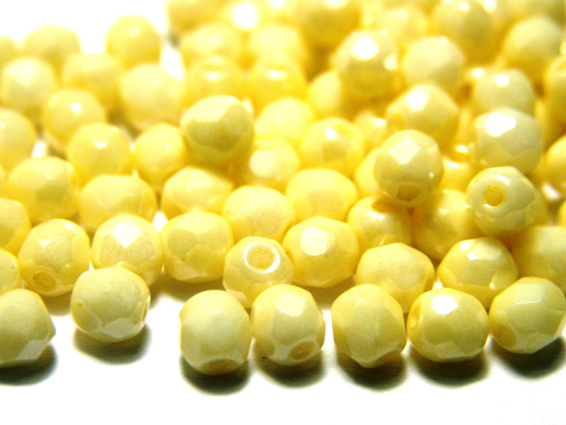 Kleine runde feuerpolierte Perlen - 4 mm - Ivory - 30, 100 Stück