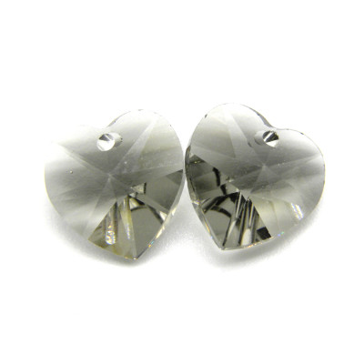 10 mm Swarovski® 6228/6202 Heart, Faceted Crystal Heart Pendant - Genuine Austrian Crystal - Black Diamond (2 Pc.)