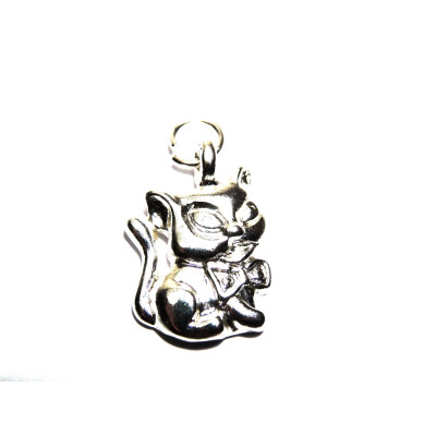 15 mm Cat - Alloy Charm With Open Jump Ring (2 pc.) - Silver Plated