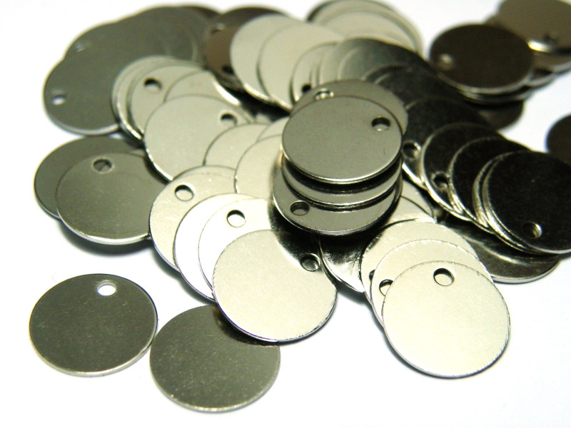 10 mm Medium Round Brass (Platinum Silver) Stamping Blanks Disc Charms (10 pc.)