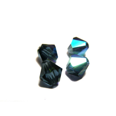 6 mm Czech MC Faceted Glass Bicone Beads - Montana Blue AB