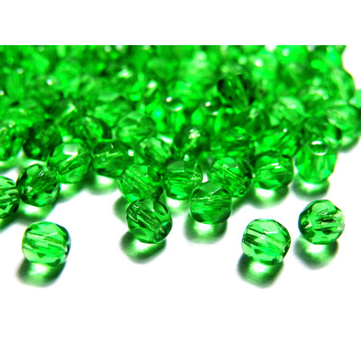 4 mm Round Faceted Fire-polished Czech Glass Beads - Chrysolite