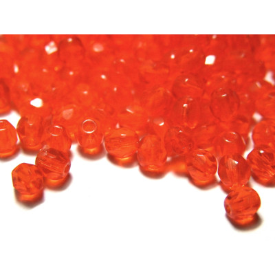 4 mm Round Faceted Fire-polished Czech Glass Beads - Hyacinth Orange