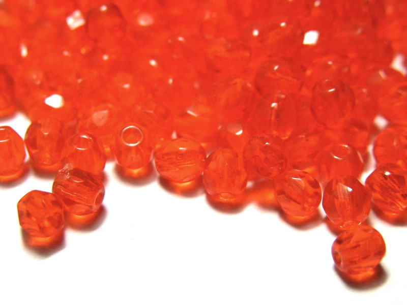 4 mm Round Faceted Fire-polished Czech Glass Beads - Hyacinth Orange