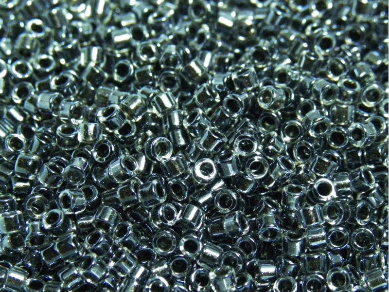 11/0 (1.6 x 1.3 mm) Miyuki Delica Seed Beads (10 g) - Lined Crystal Dark Smoke - DB 925