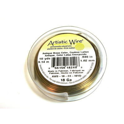 Beadalon Artistic Wire Schmuckdraht - 1,0 mm x 9,14 m (18 GA) - Antikmessing mit Anlaufschutz