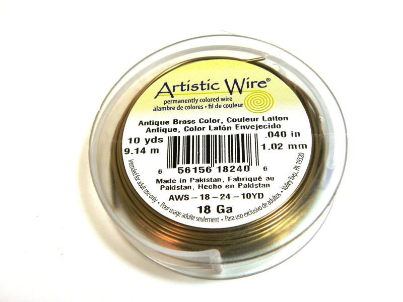 Beadalon Artistic Wire Schmuckdraht - 1,0 mm x 9,14 m (18 GA) - Antikmessing mit Anlaufschutz