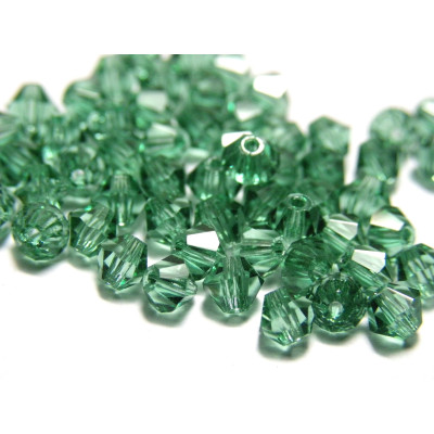 4 mm Tschechische MC Doppelkegelperlen, facettierte böhmische Kristallperlen - Tourmaline Grün