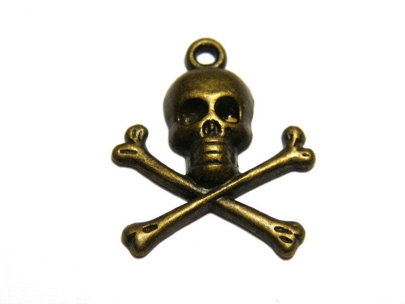 25 mm Large Skull and Crossbone Charm, Skull Pendant - Various Colours - 2 pc (1 Pair)