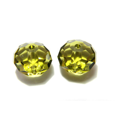 12 mm Swarovski® 5040 Faceted Flat Briolette Bead, Large Faceted Crystal Rondelle Bead - Khaki - 1 Bead
