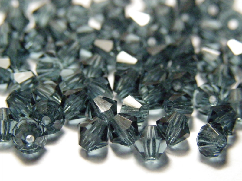 4 mm Czech MC Small Faceted Glass Bicone Beads - Montana Blue