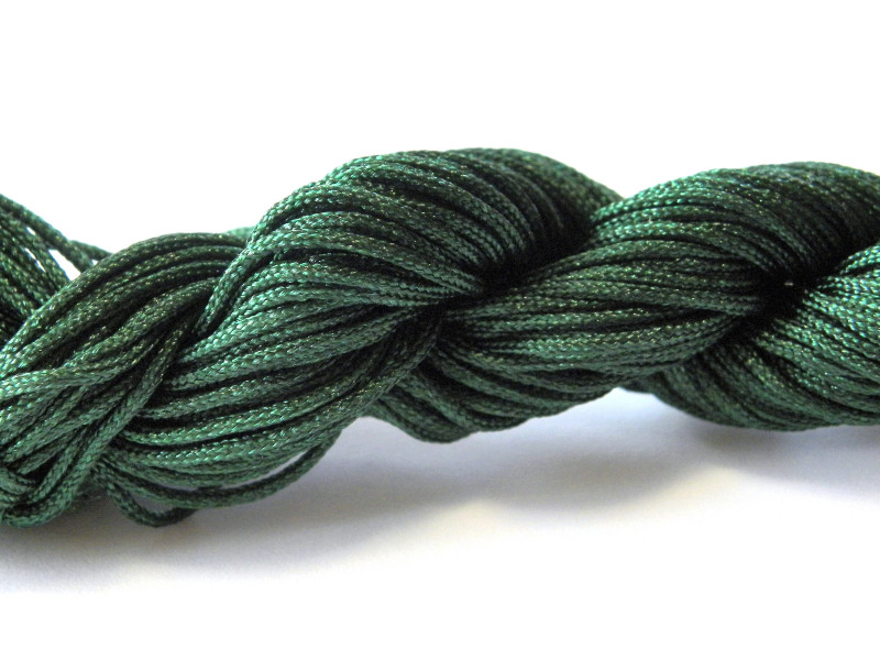 0.8 mm Nylon Macramé Cord, Braided Nylon Jewelry Cord, Shamballa Bracelet Cord - Dark Green - 28m (30 Yd)