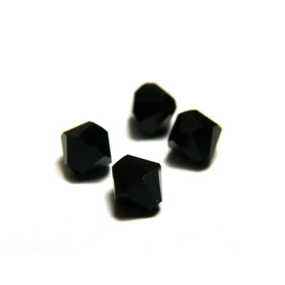 6 mm Czech MC Faceted Glass Bicone Beads - Jet Black