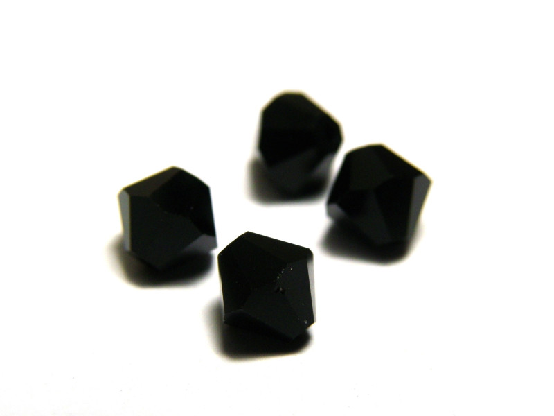 6 mm Czech MC Faceted Glass Bicone Beads - Jet Black