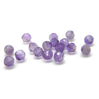 4 mm Round Faceted Amethyst Real Gemstone Beads - Grade A (10 Beads)