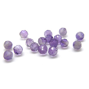 4 mm Round Faceted Amethyst Real Gemstone Beads - ...
