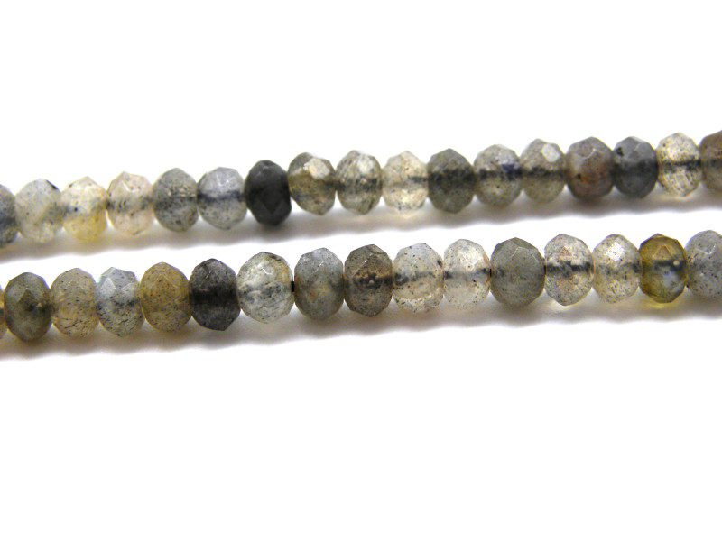 4 mm Round Flat Faceted Labradorite Rondelle Beads