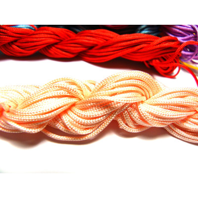 28 m (30 Yd) Nylon Macramé Cord, Macrame Jewelry Cord, Braided Nylon Cord for Shamballa Bracelets - 0.8 mm - Peach