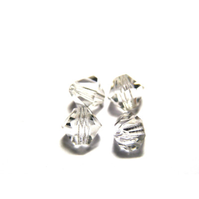 6 mm Czech MC Faceted Glass Bicone Beads - Crystal (Clear)