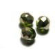 8 mm Round Faceted Fire-polished Czech Glass Beads - Olivine Silver