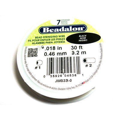 0.46 mm (.018 inch) Beadalon 7-Strand Nylon-Coated Stainless Steel Beading Wire - 9.2 m (30 ft) Black