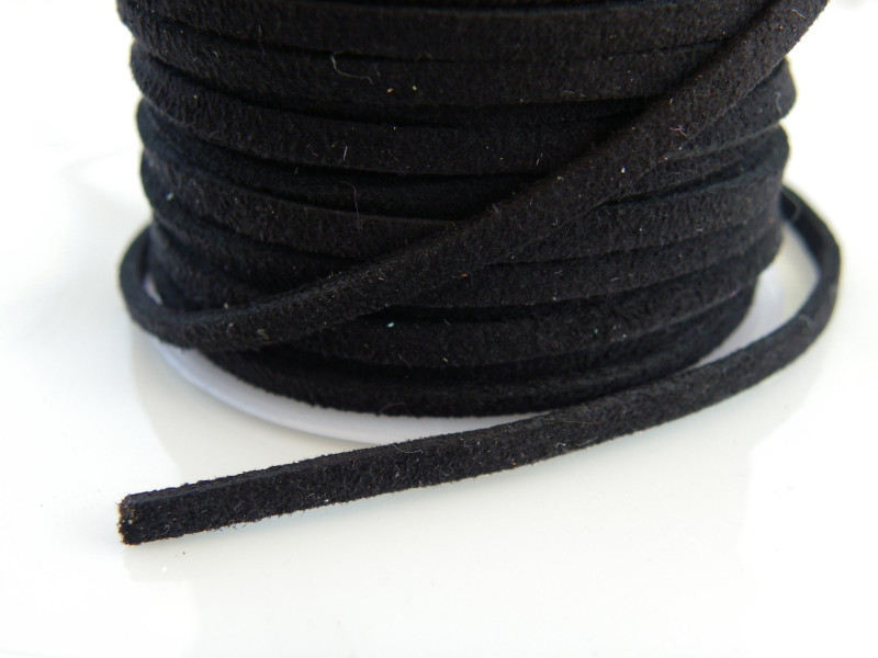 3m flaches Kunstlederband 3 mm - Schwarz