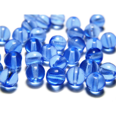 6 mm Traditional Round Czech Pressed Glass Beads - Sapphire Blue