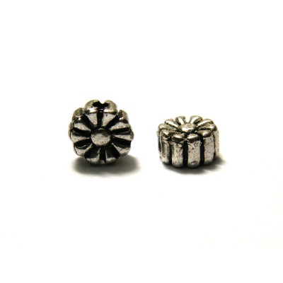 20 pc. Tibetan Style Metal Flower Beads 6mm - Antique Silver