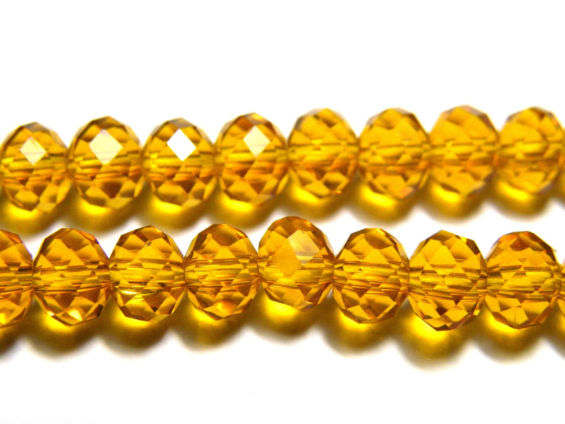 6 mm Faceted Flat Round Glass Beads (Rondelle Beads) - Topaz
