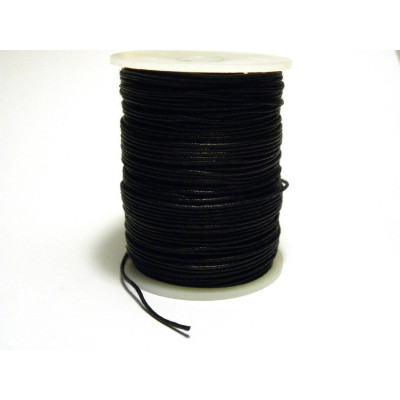 1 mm (1.2 mm uncompressed) Waxed Cotton Cord - Black Jewelry Cord (1, 5 or 10 m / 3, 16, 32 Ft)