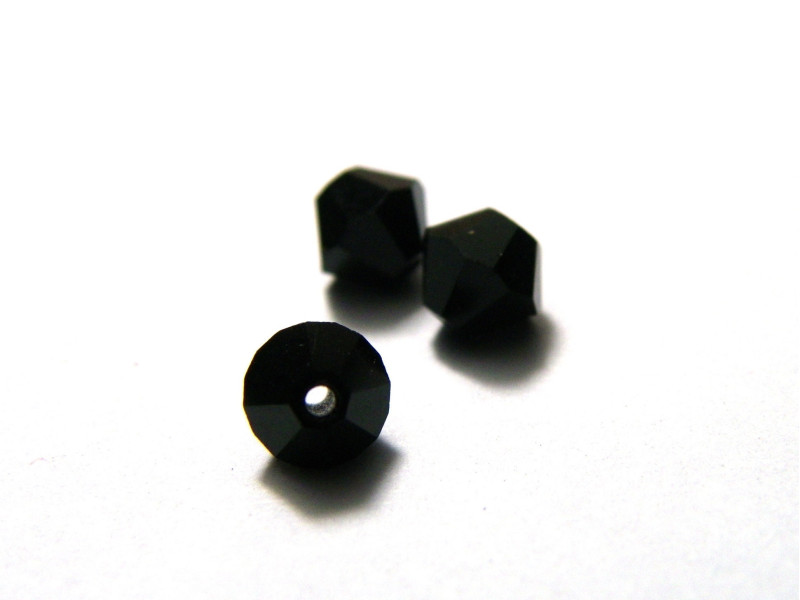 25x Tschechische Kristalldoppelkegel Perlen 5 mm - Jet