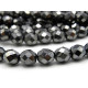 8 mm Round Faceted Fire-polished Czech Glass Beads - Hematite - 25 pc