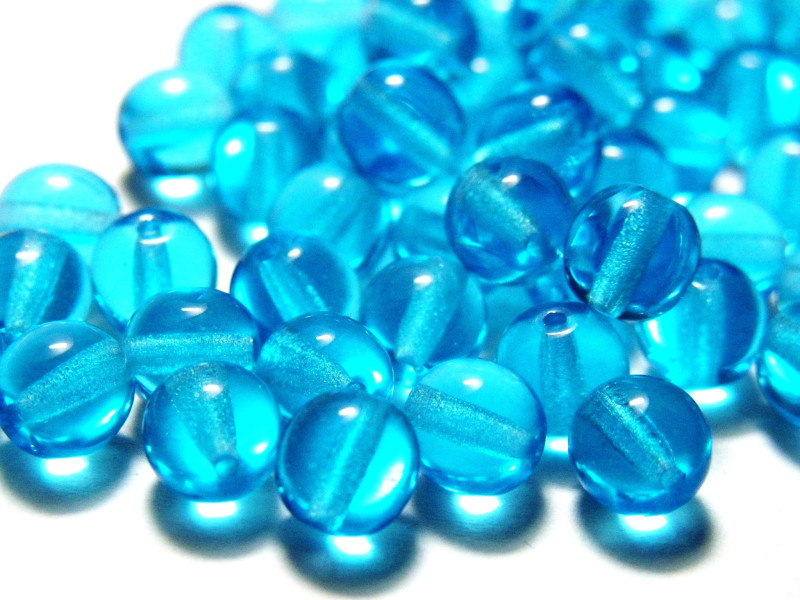 Runde Glasperlen 6 mm - Aquamarine